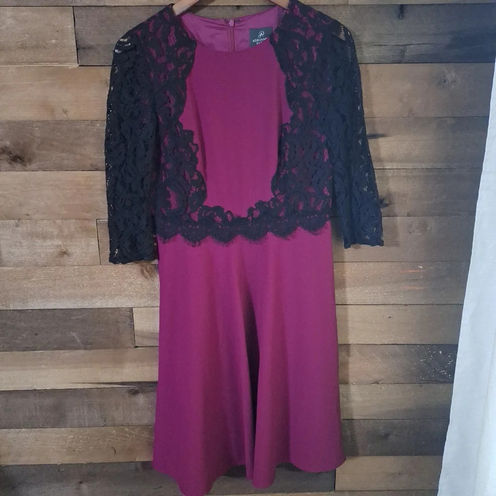 ADRIANNA PAPPELL Lace Overlay Cocktail Dress SZ 6
